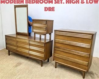 Lot 1396 4pc BASSETT American Modern Bedroom Set. High Low Dre