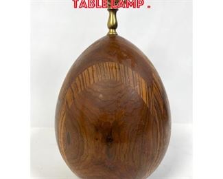 Lot 1400 Wood MCM Egg Shaped Table Lamp .