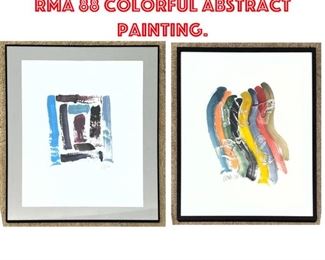 Lot 1403 2PC Russ Armstrong RMA 88 Colorful Abstract Painting. 