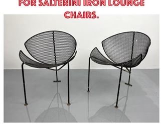 Lot 1412 Pr Unusual Tempestini for SALTERINI Iron Lounge Chairs.