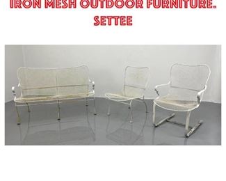 Lot 1416 3pc RUSSELL WOODARD Iron Mesh Outdoor Furniture. Settee