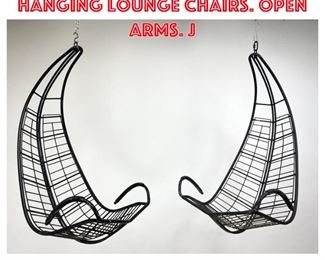 Lot 1418 Pr Metal Cage Frame Hanging Lounge Chairs. Open arms. J