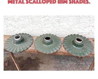 Lot 1420 Set 3 Green Enameled Metal Scalloped Rim Shades.