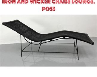 Lot 1425 Danny Ho Fong style iron and wicker chaise Lounge. Poss