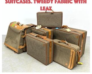 Lot 1440 6pc HARTMANN Luggage Suitcases. Tweedy fabric with Leat