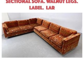 Lot 1461 HARVEY PROBBER Sectional Sofa. Walnut legs. Label. Lar