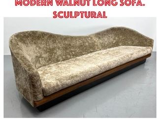 Lot 1467 Modernist American Modern Walnut Long Sofa. Sculptural 