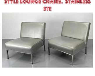 Lot 1469 Pair Florence Knoll Style Lounge Chairs. Stainless ste