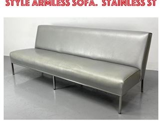 Lot 1470 Silver Florence Knoll Style Armless Sofa. Stainless st