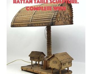 Lot 1486 Bamboo and Split Rattan Table Sculpture. Complete with 