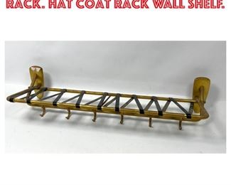 Lot 1489 French Brass Train Rack. Hat Coat Rack Wall Shelf. 