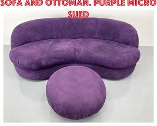 Lot 1496 Milo Baughman Style Sofa and Ottoman. Purple micro sued