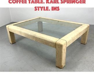 Lot 1497 Shagreen Covered Coffee Table. Karl Springer Style. Ins