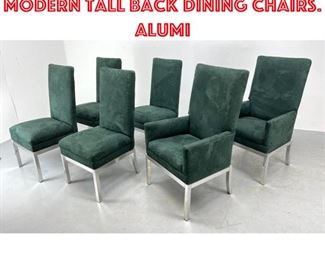 Lot 1498 set 6 Mid Century Modern Tall Back Dining Chairs. Alumi