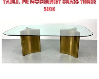 Lot 1500 MASTERCRAFT Dining Table. Pr Modernist Brass Three Side
