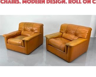 Lot 1506 Pr Leather Club Lounge Chairs. Modern Design. Roll on c