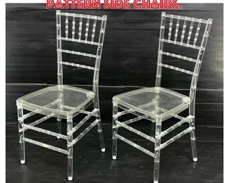 Lot 1514 Pr Clear Lucite Bamboo Pattern Side Chairs.