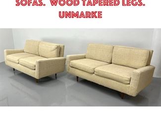 Lot 1517 Pair Knoll Love Seat Sofas. Wood tapered Legs. Unmarke