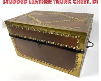 Lot 1530 Small Brass Trimmed and Studded Leather Trunk Chest. Di