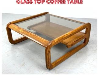 Lot 1544 Lou Hodges Oak Frame, Glass Top Coffee Table