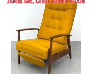 Lot 1546 Milo Baughman for James Inc, label under chair