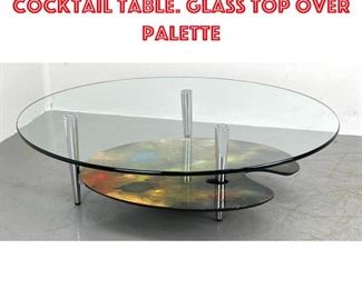 Lot 1548 Signed Modernist Cocktail Table. Glass Top over Palette