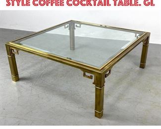 Lot 1550 MASTERCRAFT Brass Asian style Coffee Cocktail Table. Gl