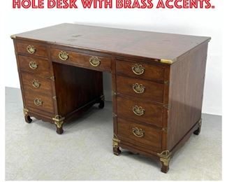 Lot 1562 Campaign Style Knee Hole Desk with Brass Accents. 