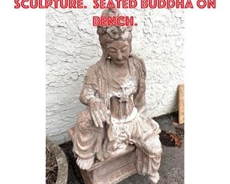 Lot 1571 Cast Stone Garden Sculpture. Seated Buddha on Bench.