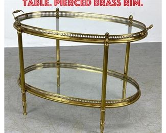 Lot 1611 2 Tier Brass Serving Table. Pierced brass rim. 