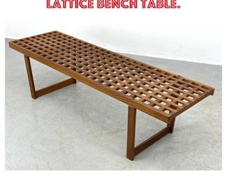 Lot 1621 Danish Modern Teak Lattice Bench Table. 
