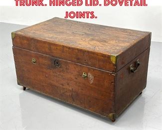 Lot 1627 Antique Wood Chest Trunk. Hinged Lid. Dovetail joints. 