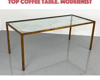 Lot 1638 Gilt Iron Frame Glass Top Coffee Table. Modernist