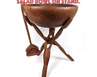 Lot 1642 African Style Mixing Salad Bowl on Stand. 