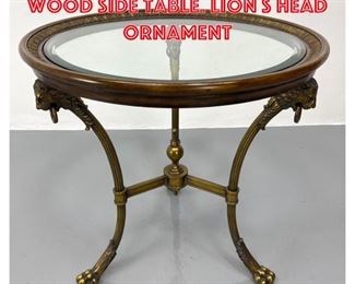 Lot 1644 Decorator Brass Wood Side Table. Lion s Head Ornament