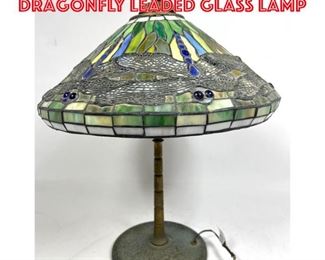 Lot 1650 Vintage Copy of Tiffany Dragonfly Leaded Glass Lamp