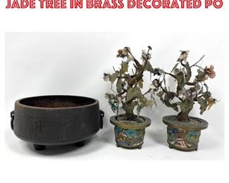 Lot 1651 Asian Lot Iron Planter, Jade tree in brass decorated po