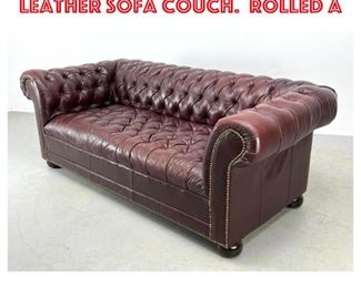 Lot 1659 Chesterfield Style Tufted Leather Sofa Couch. Rolled a