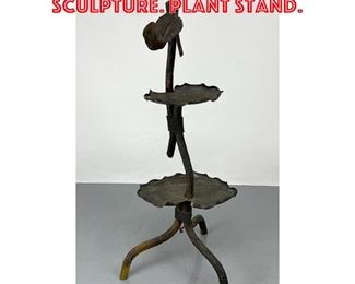 Lot 1661 Naturalist Metal Lily Pad Sculpture. Plant Stand. 