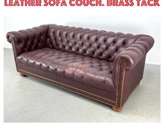 Lot 1664 Chesterfield Rolled Arm Leather Sofa Couch. Brass tack 