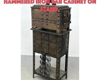 Lot 1678 Arts and Craft Hammered Iron Bar Cabinet on Stand. 