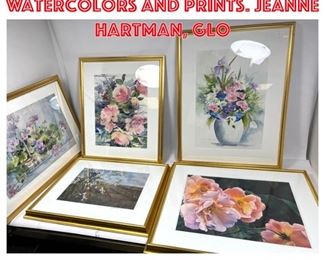 Lot 1681 5pcs Floral Watercolors and Prints. Jeanne Hartman, Glo