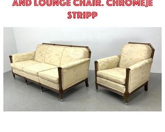 Lot 1699 Vintage Art Deco Sofa and Lounge Chair. Chromee stripp