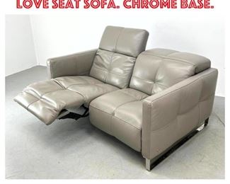 Lot 1705 2pc Electric Reclining Love Seat Sofa. Chrome base. 