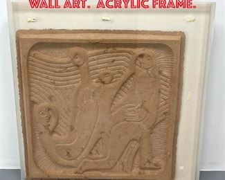 Lot 1706 Large Embossed Paper Wall Art. Acrylic frame.