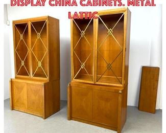 Lot 1713 Pair Regency Style Display China Cabinets. Metal Lattic
