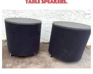 Lot 1717 Pair Rolling Drum Table Speakers. 