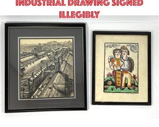 Lot 1729 2pc Signed Art. 1 Industrial Drawing signed illegibly