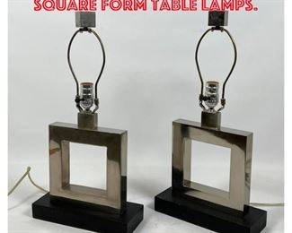 Lot 1733 Pair Contemporary Square Form Table Lamps. 