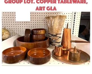 Lot 1737 Mid Century Modern Group Lot. Copper tableware, art gla